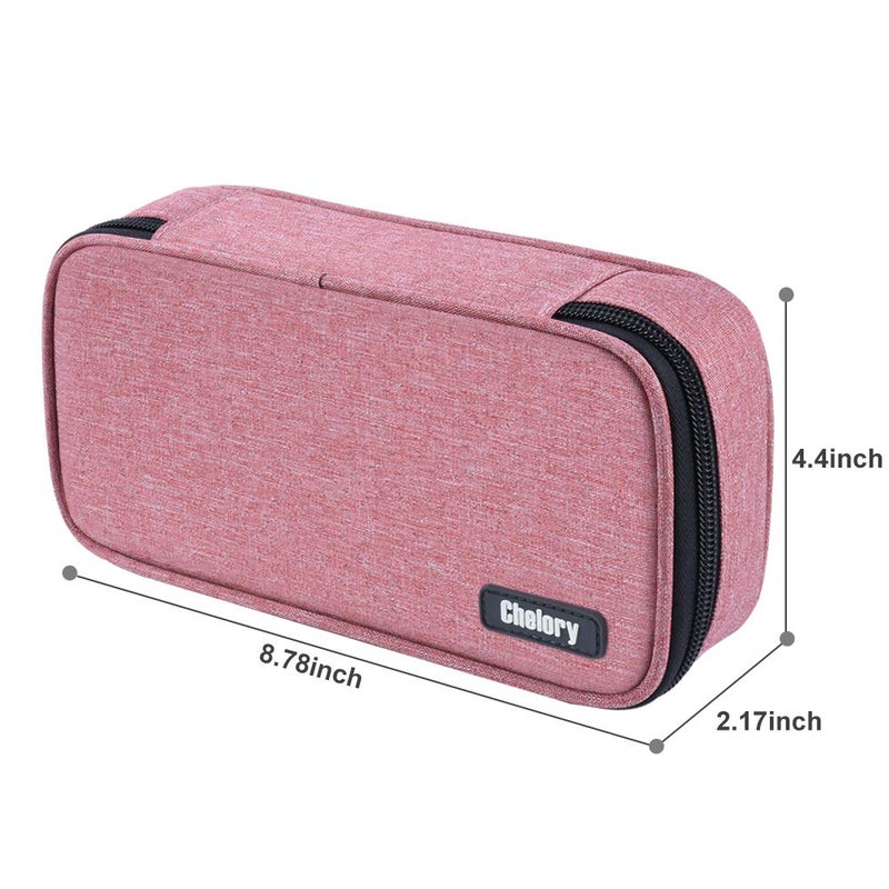Chelory Large Pencil Case Big Capacity Pencil Bag Pouch High Storage Pen Pencil Marker Cases Holder Multi Functional Portable Office Stationery Organizer Adult Men Women (Light Pink) - Image 5